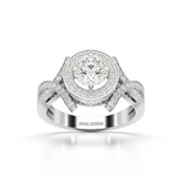 1.9 CT Round Cut Solitaire Halo Lab Diamond Ring